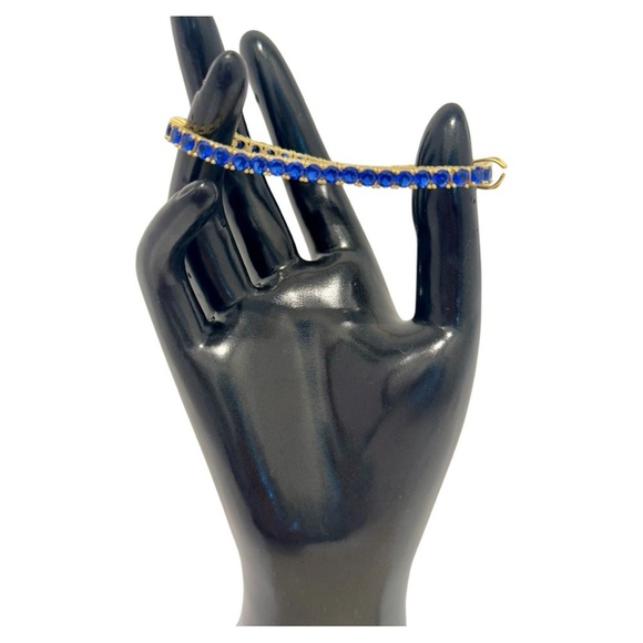 Freida Rothman Midnight Tri-Tone Twilight 14K Matte Gold Tennis Bracelet Blue - Picture 9 of 13